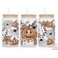 Floral Pumpkin 16oz Glass Cup With Lid