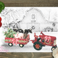 Red Tractor Christmas Scene Glass Cutting Board