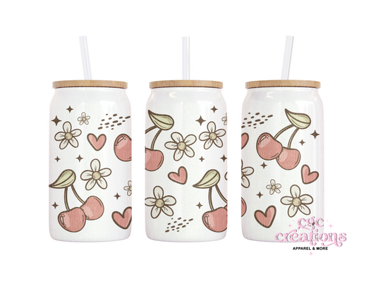 Feeling Sweet 16oz Glass Cup With Lid