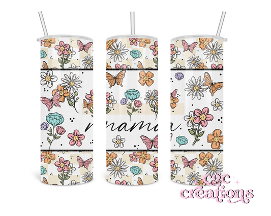 Floral Mama, Nana, Grandma, Aunt Etc. 20oz Insulated Tumbler