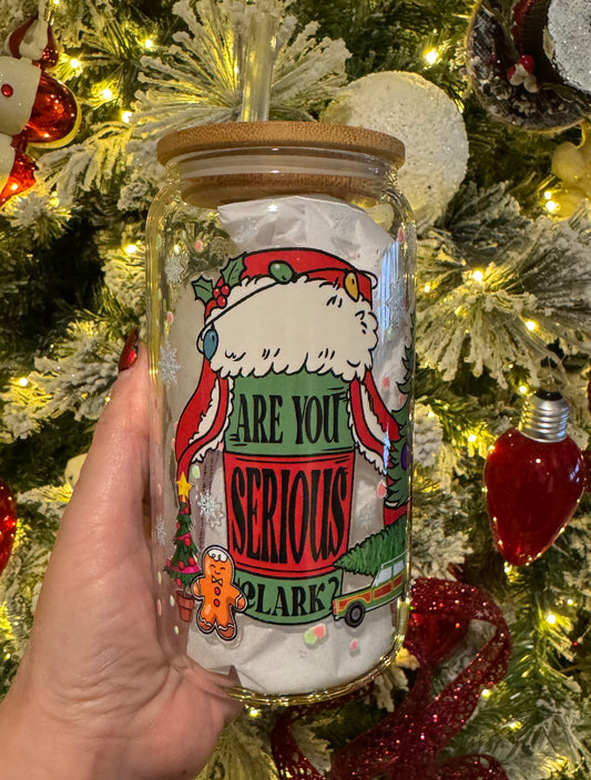 Are You Serious 16oz Glass Cup With Lid