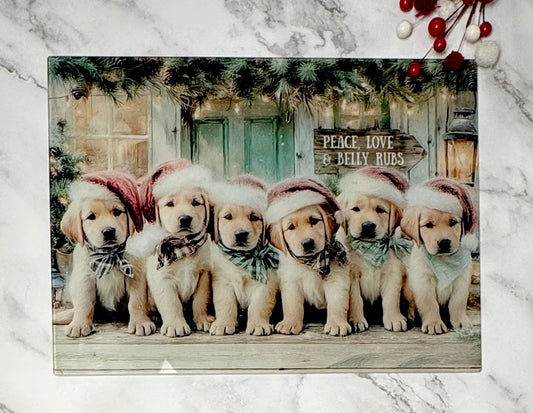 Peace Love & Belly Rubs Glass Cutting Board