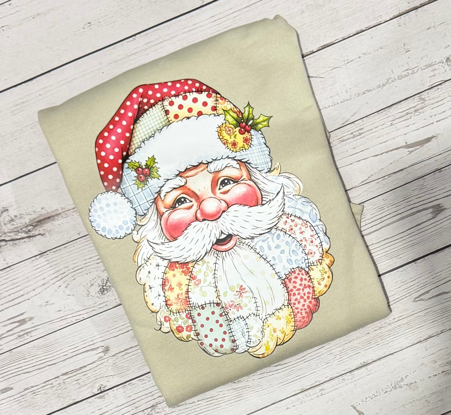 SAND CREWNECK- Patchwork Santa Crewneck Sweatshirt