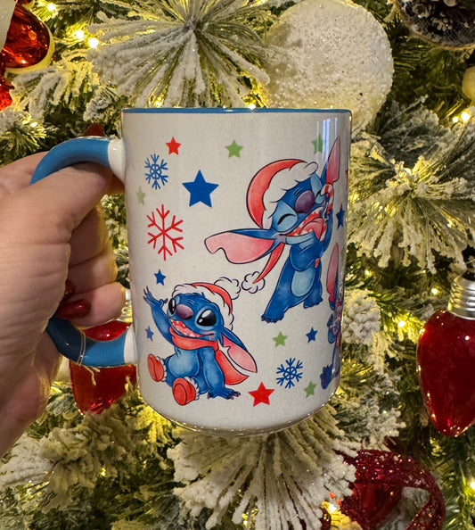 Blue Alien Christmas 15 oz Ceramic Coffee Mug