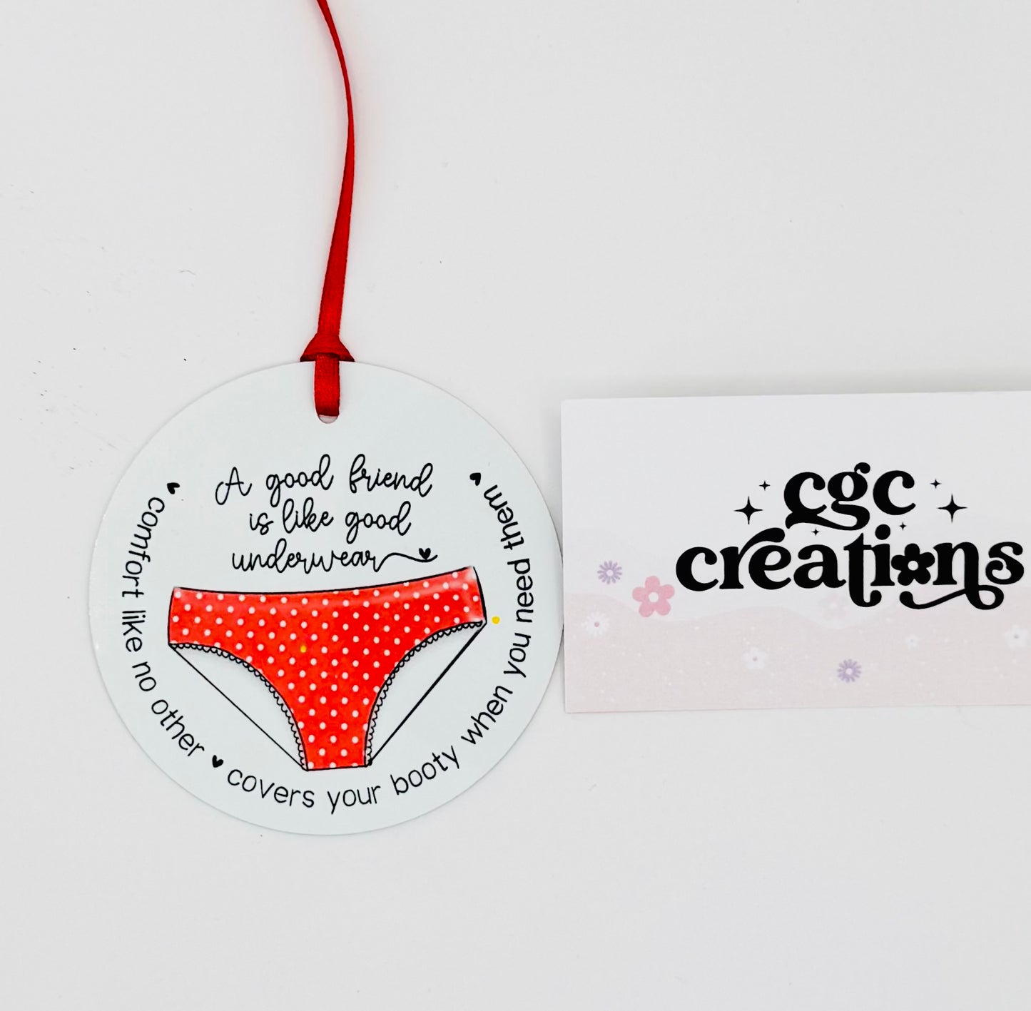 A Good Friend (red underwear)Aluminum Round Light Weight Ornament