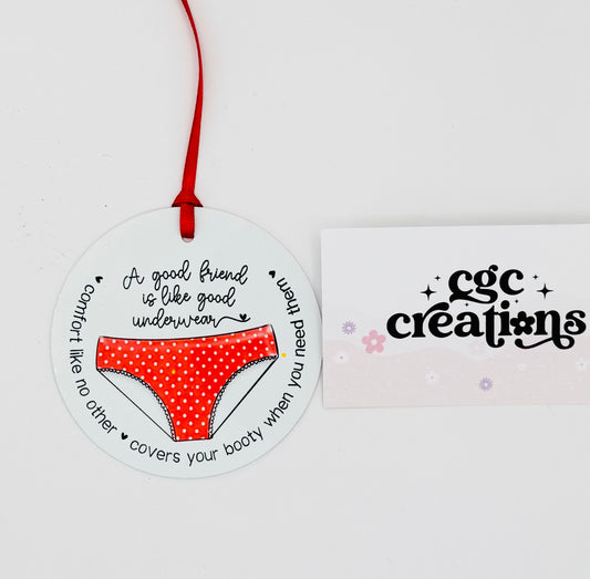 A Good Friend (red underwear)Aluminum Round Light Weight Ornament