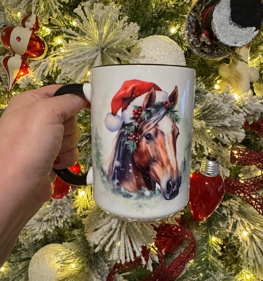 Christmas Horse Mug 15 oz Ceramic Coffee Mug