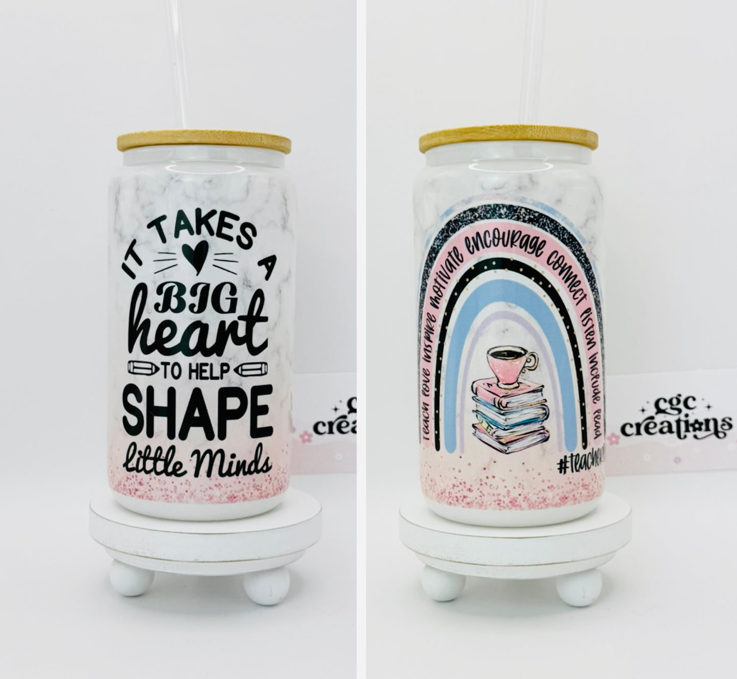 Teacher Cup 16oz Glass Cup With Lid