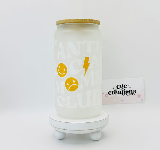 Anti Social Moms Club 16oz Glass Cup With Lid