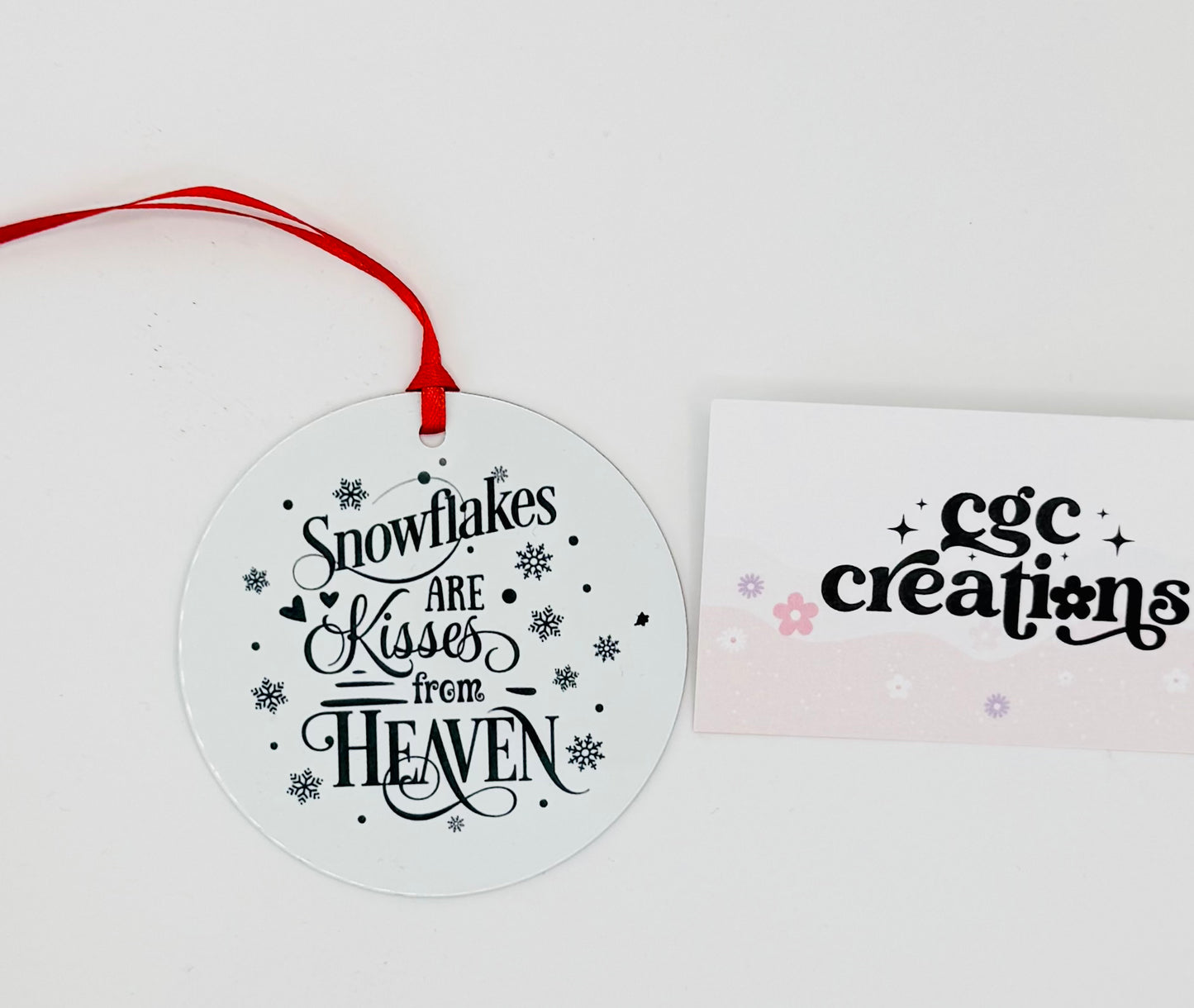 Snowflakes Are Kisses from Heaven Aluminum Round Light Weight Ornament