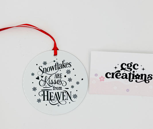 Snowflakes Are Kisses from Heaven Aluminum Round Light Weight Ornament