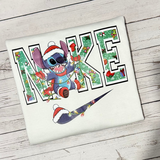 WHITE CREWNECK-Blue Alien Crewneck Sweatshirt