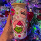 Mean One Christmas Balls 16oz Glass Cup With Lid