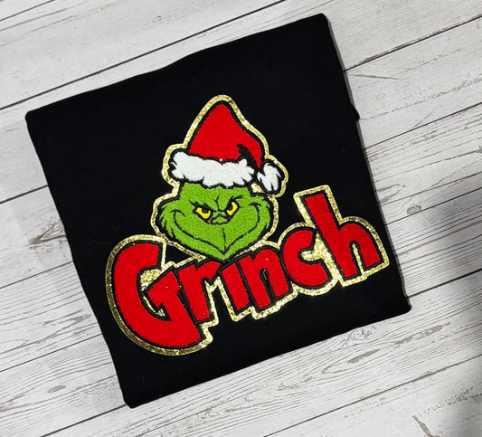 BLACK CREWNECK- Mean One CHENILLE PATCH Crewneck Sweatshirt