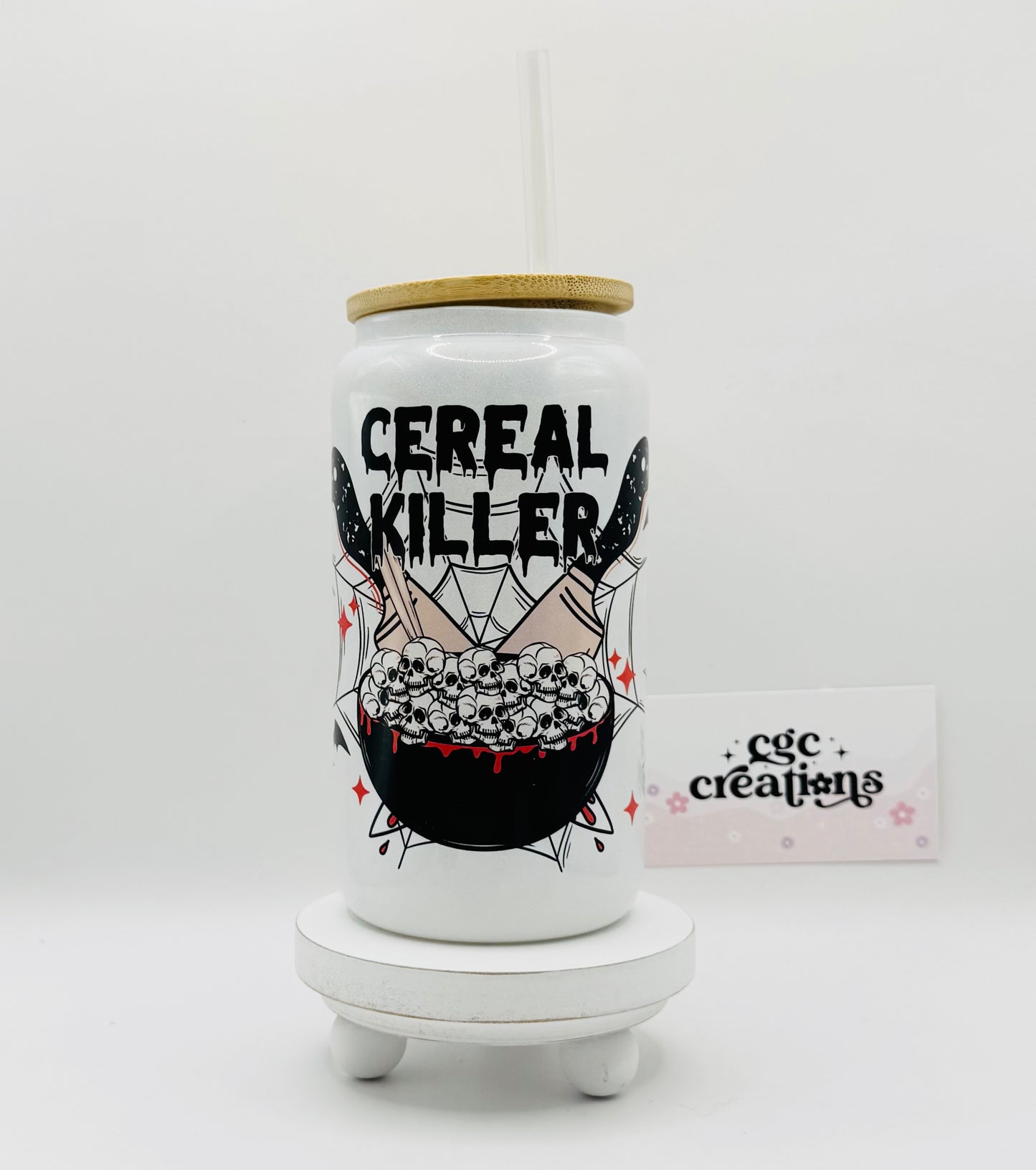 Cereal Killer #1 16oz Glass Cup With Lid
