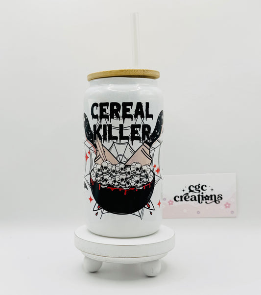 Cereal Killer #1 16oz Glass Cup With Lid