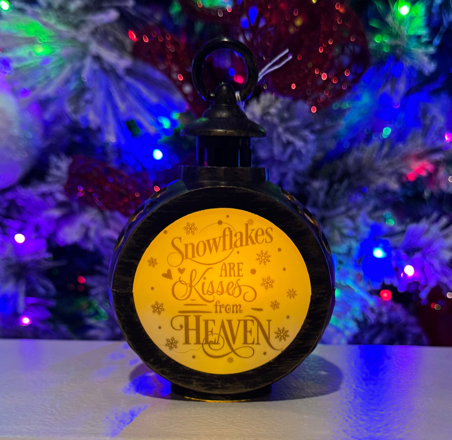 Snowflakes Are Kisses From Heaven Memorial Lantern- Brown