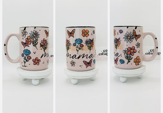 Floral Mama Mug 15 oz Ceramic Coffee Mug