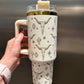 Cream (Gold Base) Laser Engraved Western Bullhorn 40 oz Insulated Tumbler