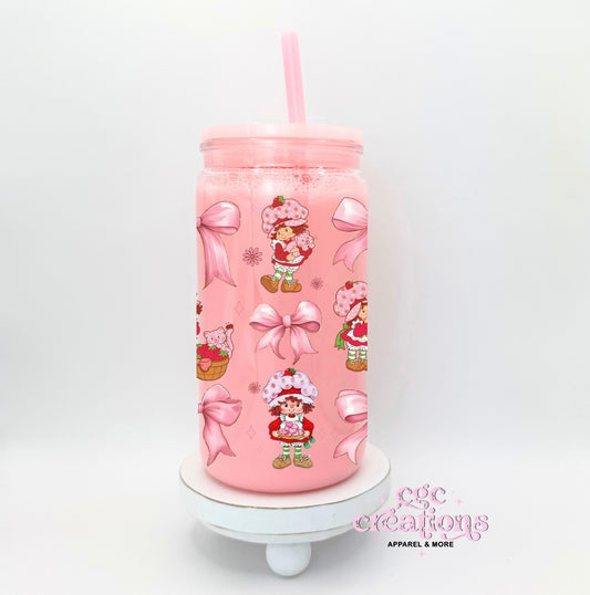 Strawberry S - Faux Strawberry Milk Snow Globe Acrylic Tumbler