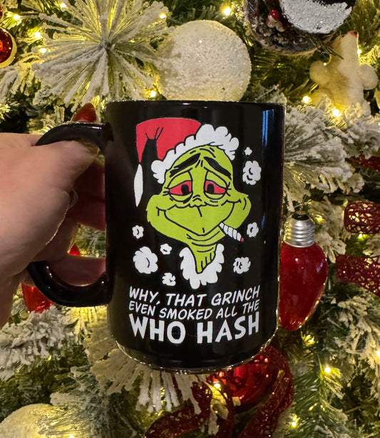 Whohash Black 15 oz Ceramic Coffee Mug