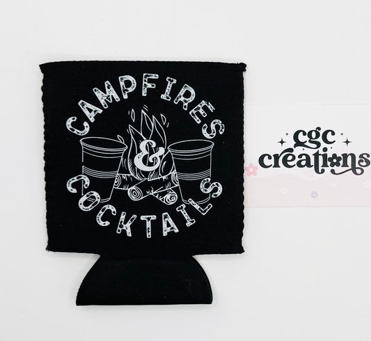 Campfires And Cocktails Neoprene Can Koozie