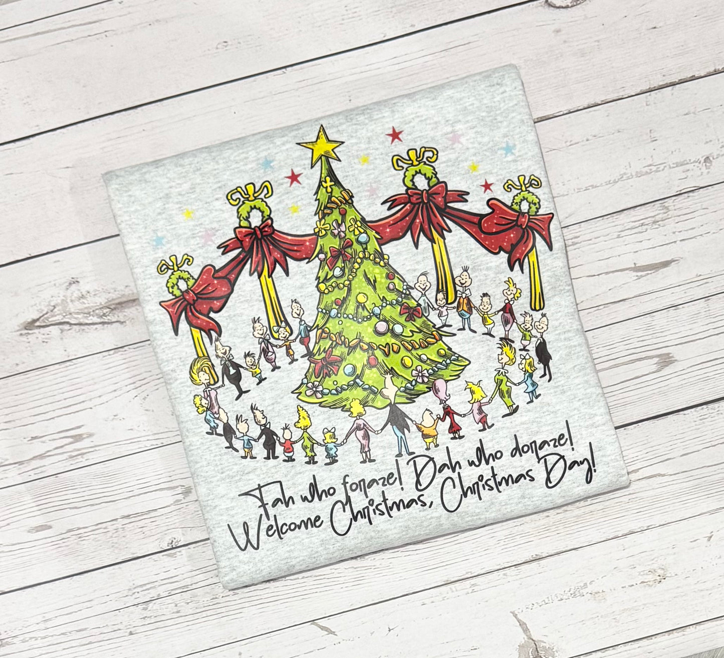 ASH GREY CREWNECK- Welcome Christmas Crewneck Sweatshirt