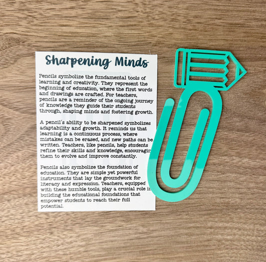 Sharpening Minds Story Card Wood Bookmark/Paperclip-Acrylic