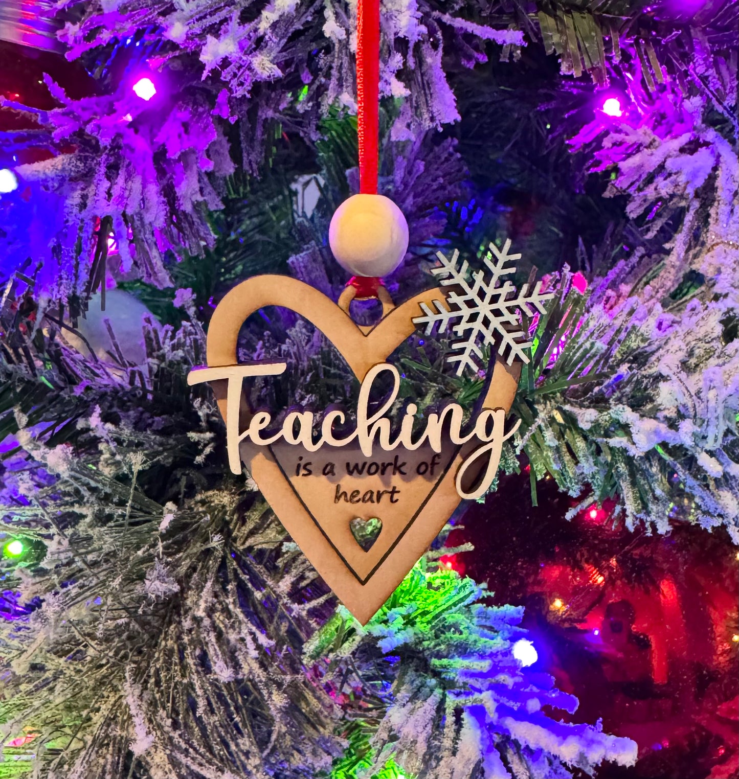 Teaching Is A Work Of Heart Laser Christmas Ornament