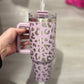 Purple Leopard Laser Engraved 40 oz Insulated Tumbler