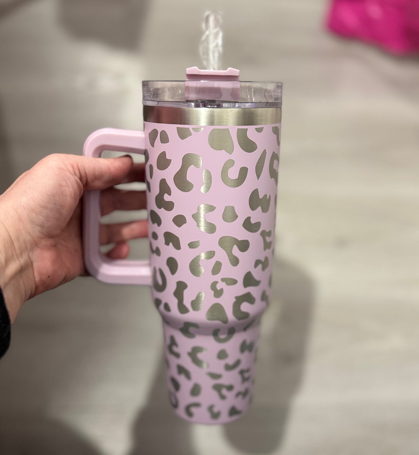 Purple Leopard Laser Engraved 40 oz Insulated Tumbler