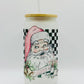 Merry Santa 16oz Glass Cup With Lid