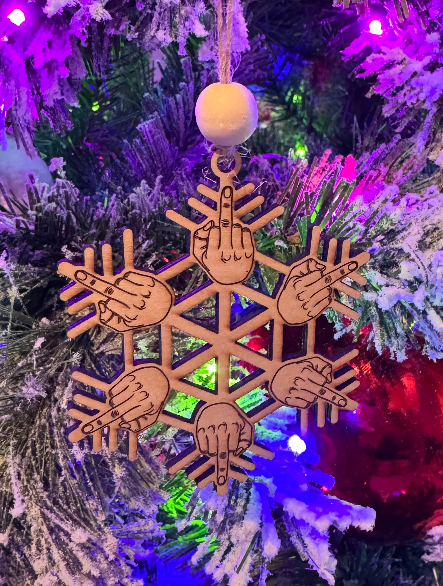 Middle Finger Laser Christmas Ornament