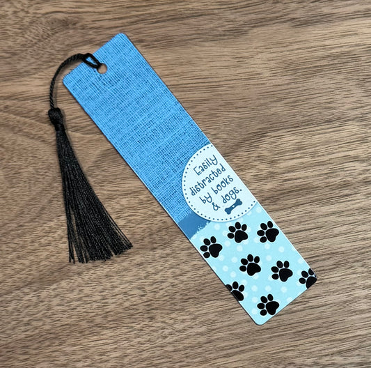 Easily Distracted By Books & Dogs Aluminum Bookmark