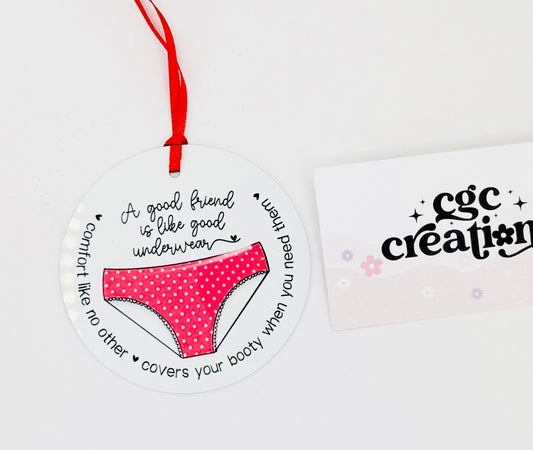 A Good Friend (pink underwear)Aluminum Round Light Weight Ornament