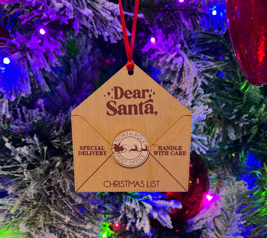 Dear Santa Christmas List Holder Laser Christmas Ornament