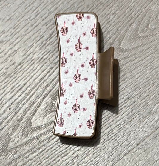 Middle Finger Claw Hair Clip- brown