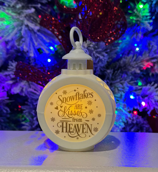 Snowflakes Are Kisses From Heaven Memorial Lantern- White