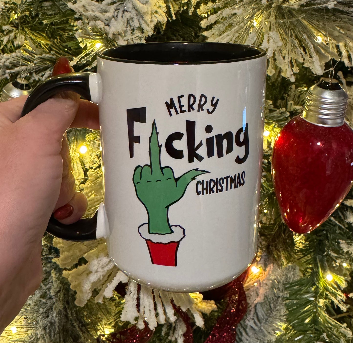 Merry F*cking Christmas-Black handle  15 oz Ceramic Coffee Mug