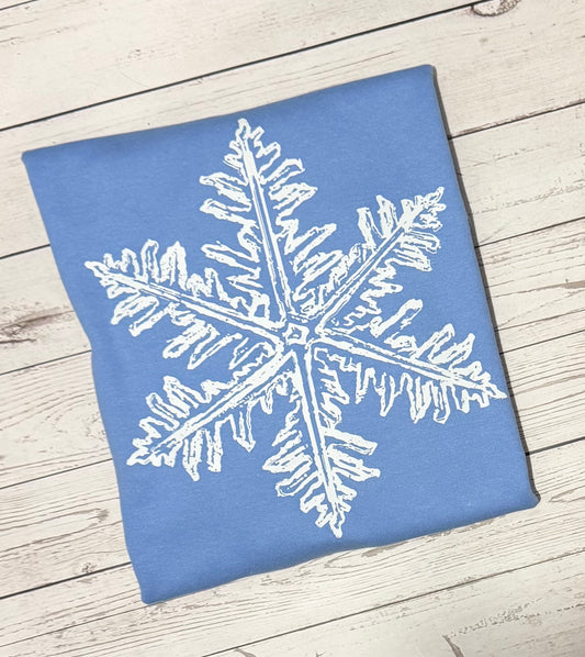 BLUE CREWNECK-Distressed Snowflake Crewneck Sweatshirt