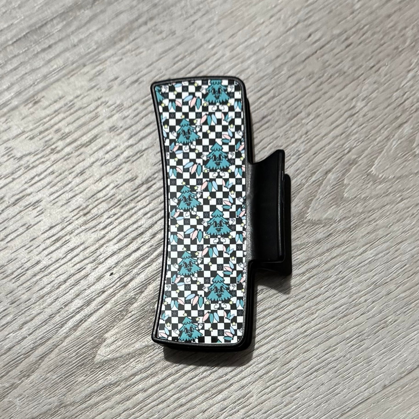 Retro Christmas Tree Claw Hair Clip- Black