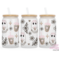 Cute Ghostie 16oz Glass Cup With Lid