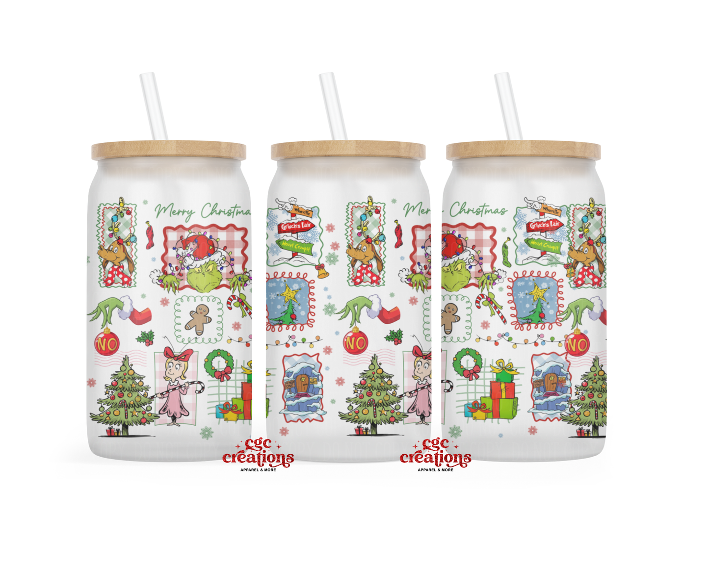 Mean One Collage 16oz Glass Cup With Lid