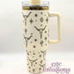 Cream (Gold Base) Laser Engraved Western Bullhorn 40 oz Insulated Tumbler