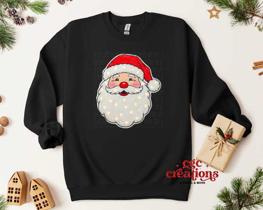 FAUX WOOL & FAUX LIGHTS - Santa Christmas Crewneck Sweatshirt