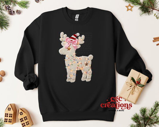 FAUX WOOL & FAUX LIGHTS - Reindeer Christmas Crewneck Sweatshirt
