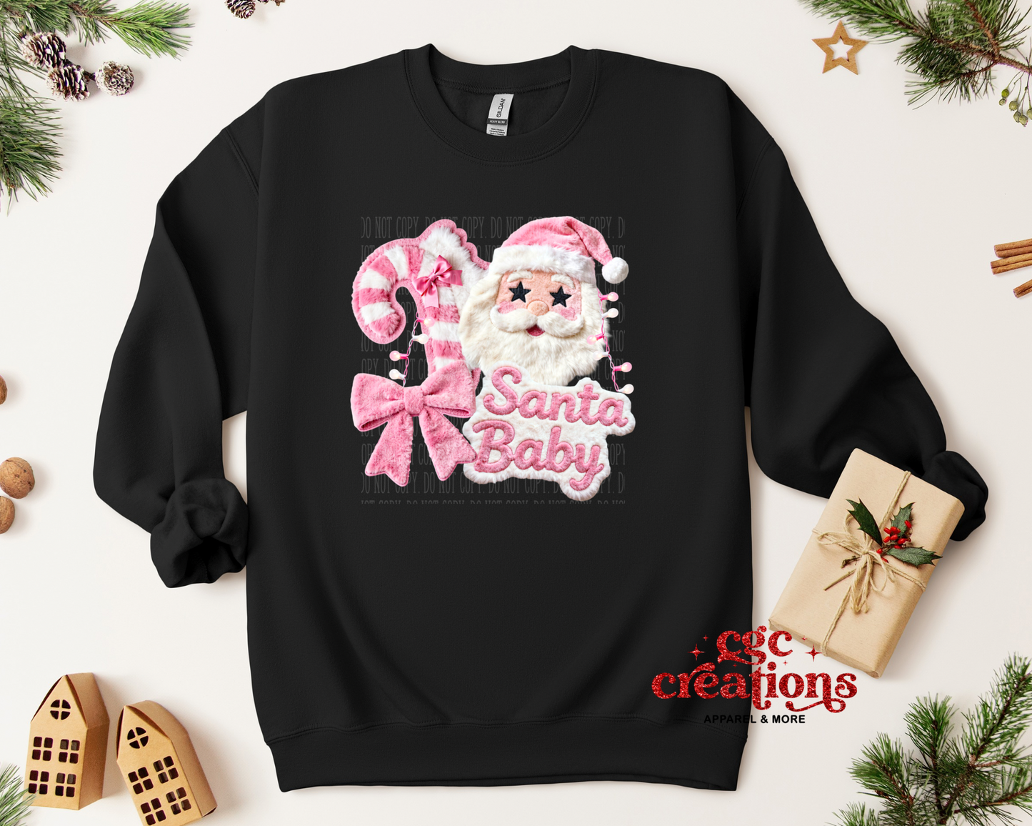 FAUX FUR & STITCHING - Santa Baby Christmas Crewneck Sweatshirt