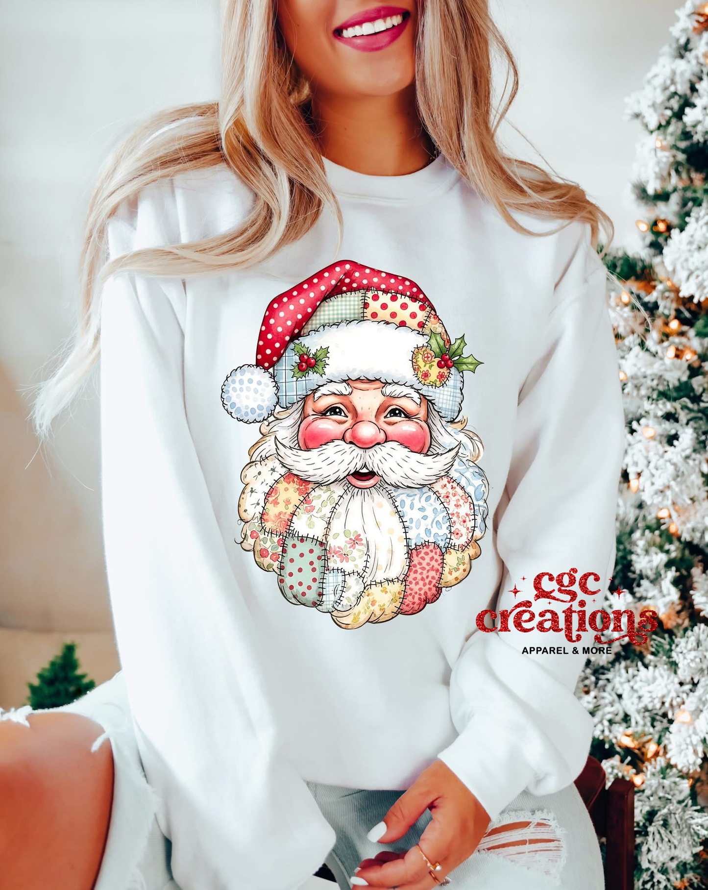 Santa Patchwork Crewneck Sweatshirt