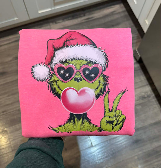 Mean One Youth Christmas Crewneck Sweatshirt - Pink