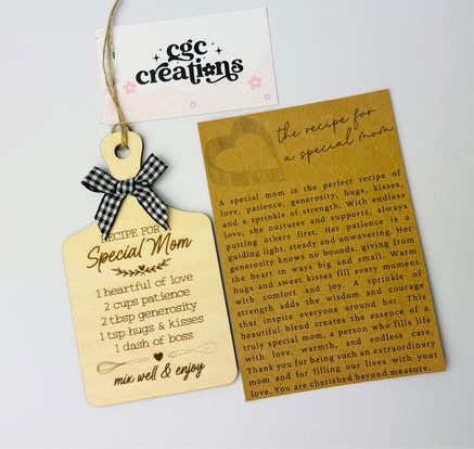 Mom Recipe With Story Card Laser Christmas Ornament